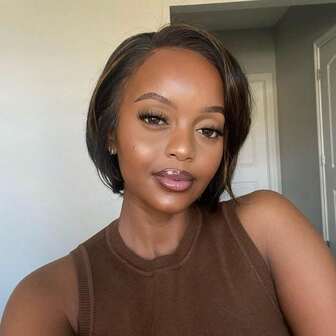 Lolely Dream 短发型卷发精灵短发鲍勃金色假发 100% 真人发彩色假发女士巴西卷发勃艮第蕾丝前假发短发金色假发鲍勃卷发彩色真人发假发精灵短发假发杰瑞卷曲卷曲真人发假发