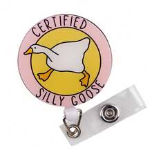 1pc Silly Goose Badge Reel Retractable For Nurse Cute Nursing ID Badge Holder Accessories With Funny Acrylic Badge Reel For Office Social Worker Hospital - A - View 3