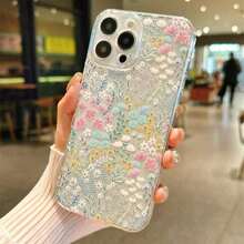 Funda para teléfono con diseño floral (1 unidad), protectora, ideal para phone Plus, X, XR, XS, 11, 12, 13, 14 y 15 Pro. - transparente - Ver 4