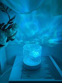 1 Packung C-förmige runde Nachtischlampe mit Kristall, kreative Nachttischlampe mit rotierendem Wasserrippeneffekt, Flammen-Atmosphärenleuchte mit 16 Farben und Fernbedienung, Schlafzimmer RGB Fernbedienungs-Nachtlicht mit rotierendem Wasserrippendesign, geeignet für Kinderzimmer, Schlafzimmer, Flur