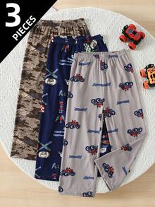 3pcs Boys' Casual Straight Leg Pants, Lightweight Trousers For Kids, Suitable For Boys & Girls Aged 4-12, Spring/Autumn