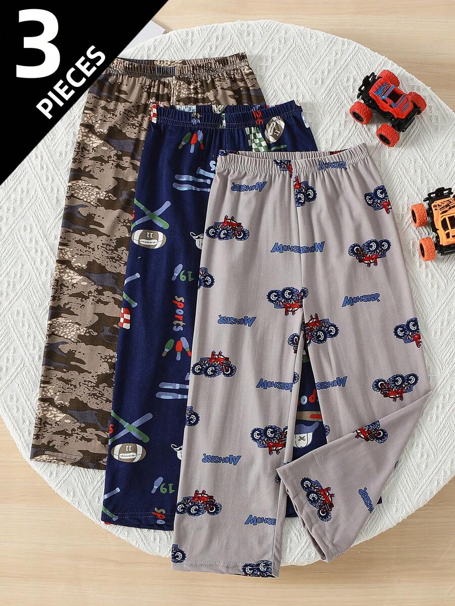 3pcs Boys' Casual Straight Leg Pants, Lightweight Trousers For Kids, Suitable For Boys & Girls Aged 4-12, Spring/Autumn