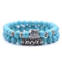 1 件天然石猫头鹰串珠手链，火山岩和红松多功能情侣手链 - 串珠手鍊 - 查看 3