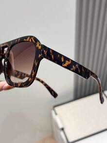 1 Pair Tortoiseshell Color Fashion Glasses For Women, Summer Beach Accessory Aviator Shape Shades - Multicolor - View 3