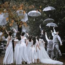 1 opakowanie przezroczystych parasoli ślubnych, hurtowych, przezroczystych, automatycznie otwieranych, wiatroszczelnych, wodoodpornych, dużych parasoli z baldachimem i białym uchwytem typu J Hook, do fotografii ślubnej, panny młodej i pana młodego, golfa, na zewnątrz