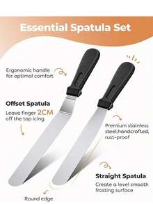 Kit de décoration de gâteau de 28 cm, fournitures de cuisson, plateau tournant de gâteau avec 2 spatules droites et coudées pour le glaçage, 3 lisseurs et grattoirs à glaçage. Accessoires et outils de cuisson pour débutants et professionnels, disponibles en plusieurs couleurs. - Multicolore - Voir 7