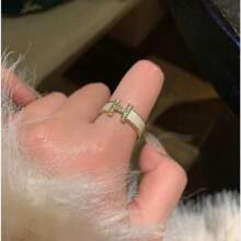 1pc Minimalist Luxury French Design Full Diamond Letter H Ring, Fashionable & Versatile