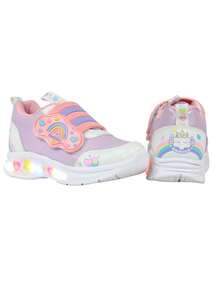 Tenis de luces Led con arcoiris para niña en color lila y rosa comodo ligero Kuali Shoes - Lila Púrpura - Ver 3
