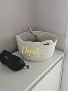 Customized Embroidered Rope Woven Storage Basket, Large Capacity Skin-Friendly Rope Basket For Baby Toy, Pet Supplies, Remote Control, Keys & Miscellaneous Storage, Suitable As Gift For Children, Family & Friends - Blue - View 9