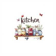 Self-Adhesive Kitchen Wall Sticker - Tropical Plants & Leaves Pattern, Multi-Surface Plastic Decal Suitable For Glass Bottles, No Residue Home Decor (Asymmetrical Shape, Glossy Effect), Kitchen Wall Sticker, Vibrant Butterfly Pattern Wallpaper Wall Paper Wall Stickers Wall Decor Room Decor Wallpaper Stickers Wall Bedroom Decor Kitchen Decor Halloween Halloween Decor