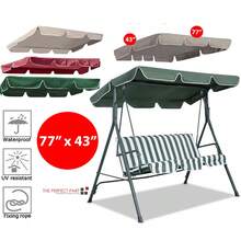 77"X43" Patio Outdoor Garden Swing 300D Canopy Replacement Porch Top Cover Seat (Only Canopy) - 灰色 - 查看 6