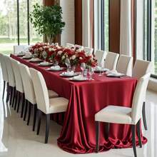 2pcs Satin Party Tablecloth 58 X 102 Inches, Rectangular Shiny Burgundy Tablecloth For Wedding, Banquet, Celebration, Outdoor, Ceremony - متعدد الألوان - مشاهدة 6
