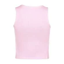 Women Rhinestone Letter Tank Tops Round Neck Casual Vests Summer Sleeveless Tops Streetwear - 粉色 - 查看 4