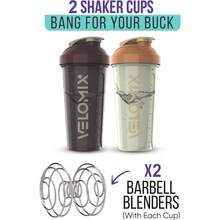 2 Pack 28oz Fitness Shaker Bottles With Stainless Steel Whisk Balls, Leakproof Protein Mixer Cup For Gym Workout School Travel, Includes Cleaning Brush & Wide Mouth Design For Easy Mixing - 軟沙色/焦赭色 - 查看 3