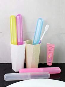 6/5/3/2/1pc Portable Colorful Dust-Proof Toothbrush Holder, Plastic Toothbrush Container, Travel-Friendly Dust-Proof Toothbrush Case, Suitable For Daily Use And Travel, Plastic Toothbrush Storage Box