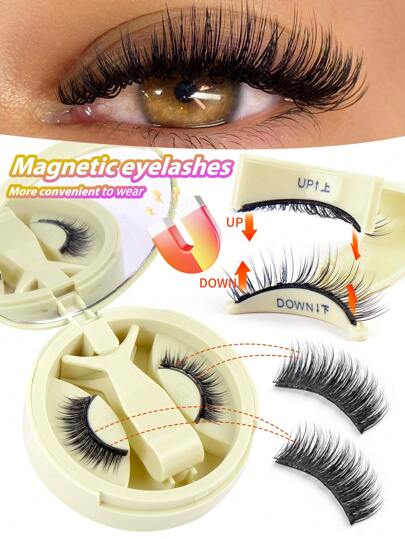 MAGEFY 3/1 Pair Magnetic Eyelashes Set With Magnetic Clip, No Glue Or Makeup Remover Needed. Set Includes 1 Magnetic Clip, Optional Eyebrow Trimmer + Eyelash Curler. Round Magnets Ensure All-Day Comfortable Wear, Natural Look, Reusable, Easy To Apply. Please Follow Video/Image Instructions Carefully For First-Time Use.