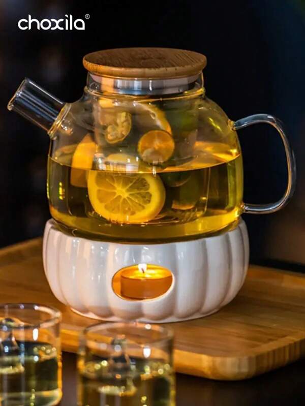 choxila 1 pieza Calentador de vela de cerámica, estufa aislada para tetera, hervidor de té para mantener el calor, soporte para vela con forma de calabaza perfecto para Halloween, Navidad, Pascua y Acción de Gracias, sin necesidad de electricidad, ideal para decoración de cocina y comedor