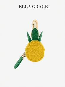Pineapple - Shaped Yellow Imitation Pineapple - Textured PU Leather Coin Purse. Closed By A Gold Metal Hook It's Cute And Practical Perfect For Storing Daily Small Items For Women Money Wallet Mini Wallet Purse Wallet Small Wallet Coin Wallet - Yellow - View 2
