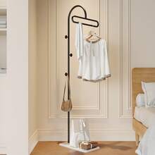 极简主义落地式衣帽架，奶油色大理石纹理展示衣架，节省空间的入口收纳架，春季，极简主义，夏季上衣 - 彩色 - 查看 7