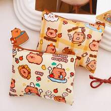 Monedero de capibara con estética Ins, bolsa de almacenamiento con cremallera mini para mujeres, adolescentes y niñas - Auriculares, lápiz labial, toallas sanitarias - Multicolor - Ver 6