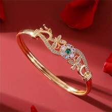 1 Fashionable, Charming, Elegant, Romantic, Retro, Simple, Atmospheric, Creative Hollow Flower Design Inlaid With Zirconia Geometric Flower Decoration Bracelet, Suitable For Women's Daily Wear, Gatherings, Dates, Bridesmaid Gifts