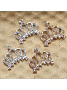 10pcs 0.98x0.95 Inch / 2.49x2.41 Cm Rhinestone Crown Design Charms, Craft Supplies DIY Handmade Party Jewelry Decorations