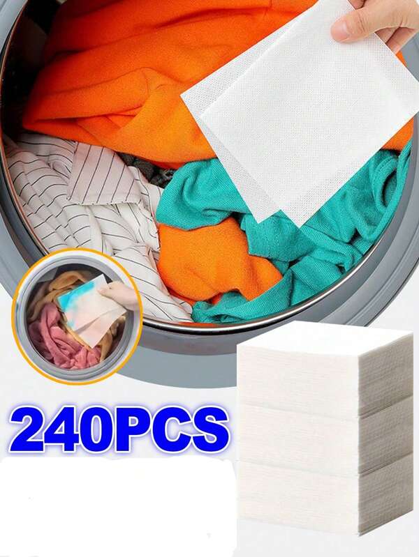 240/120 stuks wasmiddelkleur absorberend papier anti-kleur wastabletten voor wasmachine, schone kleding, kleuropvangvellen