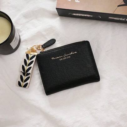 1 件深色哥特式吊坠钱包，复古折叠零钱包，韩国时尚学生风格