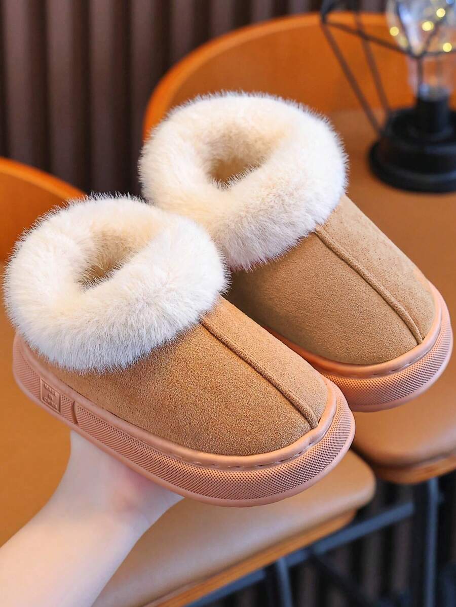 Children's Shoes And Boots 2025 Autumn And Winter New Small, Medium And Large Children's Home Indoor And Outdoor Plush Shoes Thickened Soft Sole Comfortable Simple Casual - 卡其色 - 查看 1