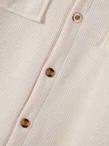 2 件男士休闲纯色衬衫，带双口袋和领子 + 裤子套装，轻便运动度假装，春秋季