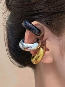 2pcs-6pcs Gothic Style Thick Hollow C-Shaped Ear Cuffs, Non-Piercing Earrings For Women Daily Wear