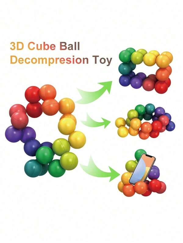 1 Peça Brinquedo Cubo Interativo de Treino de Pensamento Lógico para Crianças, Bola Multifuncional de Contas Coloridas 3D Antistresse, Cubo Mágico Tridimensional, Bola Giratória Arco-Íris Antistresse, Diversas Bolas Cúbicas, Presentes Multifuncionais para Crianças, Presentes de Natal