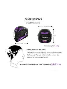 Casco de Motocicleta de Protección Integral: Cara Completa para Seguridad y Comodidad en Tu Jornada.UNIWINI - Morado - Ver 3