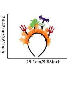 1 Stück Halloween Haarreif - Damen Party Dekoration, fluoreszierendes Kürbis- und Fledermaus-Muster, ohne Stromversorgung, geeignet für Halloween Partys, Halloween Dekorationen, Junggesellinnenabschiede und Familienfeiern