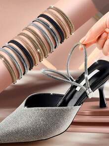 2条装优雅缎面鞋带 鞋子防掉带 高跟凉鞋防掉神器 固定安装无需系鞋带 固定鞋子免提设计 高跟凉鞋装饰 方便好用 适用于高跟鞋 包头鞋 方跟鞋 包头凉鞋防滑固定（使用方法请看视频） - 彩色 - 查看 9