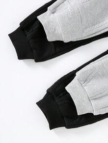 4pcs/Set Boys' Letter Pattern Jacquard Fabric Outfit, Contrast Color Pocket Design, Suitable For Outdoor Wear, Simple Sports Style