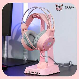  ONIKUMA RGB 灯光游戏耳机，发光头带，柔性降噪麦克风，有线 3D 立体声耳机，时尚流行，游戏耳机，音乐耳机，有线耳机，生日/节日/圣诞礼物