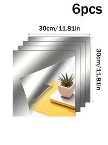 6 pièces, 10/15/20/30 cm, Autocollants muraux en acrylique 3D épais et autoadhésifs, convenant pour la décoration murale de la maison/cuisine/salle de bain/salon/bureau/arrière-plan TV, chambre à coucher et miroir de maquillage, imperméables et amovibles, papier peint à combinaison carrée DIY