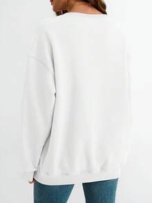 Womens Sweatshirts Oversized Crewneck Y2K Hoodies Fall Fashion 2025 Teen Girls Clothes Cute Winter Pullover Sweater - trắng - Xem 4