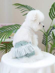 1件宠物衣服，狗狗/猫咪服装，快乐小狗小型犬休闲时尚可爱舒适锚图案尿布 - 绿色 - 綠色 - 查看 2