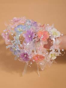 1件粉色玫瑰花波西米亚风花环，浪漫婚礼季必备，可作皇冠、头饰、头饰、头饰、发圈、发藤、夏威夷风情服饰、发饰、准新娘、情人节配饰 - 粉紅色 - 查看 6