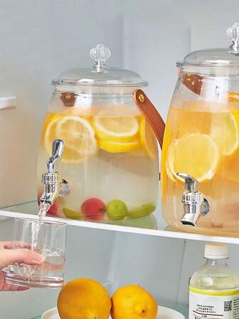 1 pieza Jarra de agua fría, tetera de frutas, dispensador de agua helada, recipiente para agua/bebida de uso doméstico, dispensador de jugo con grifo, gran capacidad para refrigerador