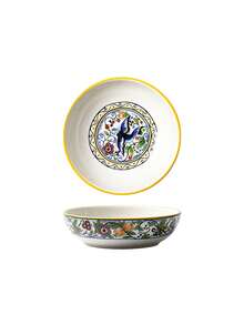 1pc 19.4oz Bohemian Style Underglaze Ceramic Plate, Luxurious Retro Colorful Painting Exquisite Pattern Large Capacity Salad Plate, Suitable For Home Kitchen, Restaurant, Holiday Gift, Party - Multicolor - View 14