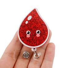 Blood Retractable D Card Holder Reel With Cute Cartoon Design, Nurse Hospital Badge Holder Office Lanyard 1pc - A - View 6