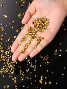 1000 颗金色钻石形树脂，高清闪亮散装，4 毫米 6 毫米适用于 DIY 装饰手机壳、瓶子、花瓶、婚礼装饰、桌面装饰、化妆盒填充物