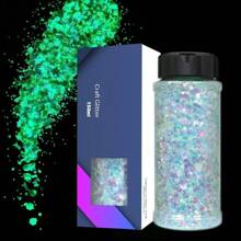 Glow In The Dark Glitter, 3.3oz/ 95g White Luminous Chunky Glitter Mix Fine Powder Flakes Fluoresnt Nail Sequins For Epoxy Resin, Tumblers, Halloween Party, Festival Decor - A-天藍色 + A-混合光澤 - 查看 2