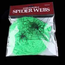 1pc Colorful Spider Web Stretch Super Elastic Spider Cotton Web Fake Spider Halloween Decoration