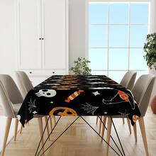 1 Stück Halloween Tischdecke - Kürbis Geist Schädel, farbenfrohe Mustergestaltung, geeignet für Küchendekoration, Partygeschenke und Raumdekoration, hervorragend für Zuhause oder Veranstaltungen, Esszimmertischdekoration