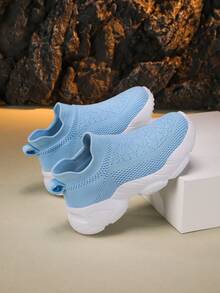Bestselling Girls' Mesh Lightweight Breathable Comfortable Casual Shoes, Soft Sole Non-Slip Fashion Sneakers - Baby Blue - View 2