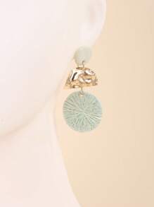 1 对手工制作的陶瓷条纹圆形吊坠耳环，独特，适合度假、派对和日常佩戴